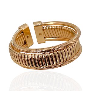 Bracelete Folheado Ouro 18k e Prata 925 Abaulado Espiral