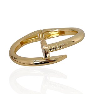 Bracelete Folheado Ouro 18k e Prata 925 Abaulado Prego Grande