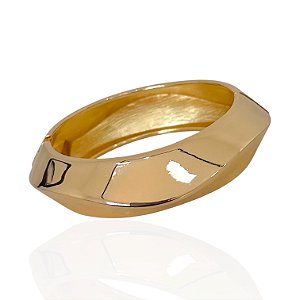 Bracelete Folheado Ouro 18k e Prata 925 Abaulado Disco Ondulado