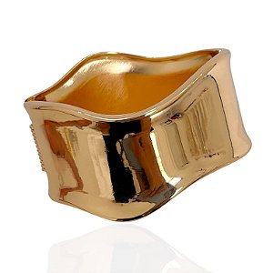 Bracelete Folheado Ouro 18k e Prata 925 Abaulado Ondulado Grande