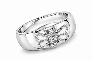Bracelete Folheado Ouro 18k Abaulado Abelha Cravejada