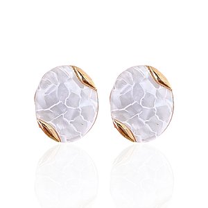 Brinco Folheado Ouro 18k Oval Madrepérola