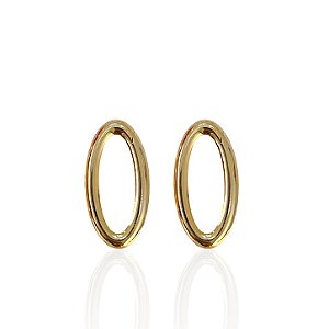 Brinco Folheado Ouro 18k Oval Vazado