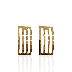 Brinco Folheado Ouro 18k Quadrado Vazado Liso