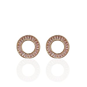 Brinco Folheado Ouro 18k e Prata 925 Mandala Vazada Cravejada