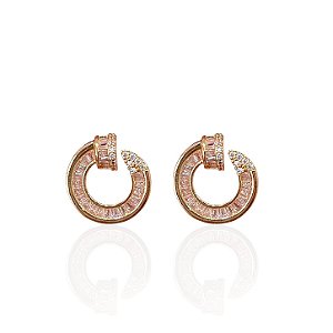 Brinco Folheado Ouro 18k e Prata 925 Prego Cravejado
