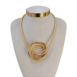 2 em 1 Colar ou Pulseira Folheado Ouro 18k e Prata 925 Espiral Mola