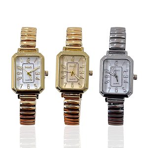 Relógio Aço Feminino Quadrado Mini