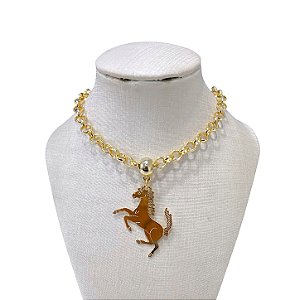 Colar Folheado Ouro 18k Correntaria Elos Português Country Cavalo