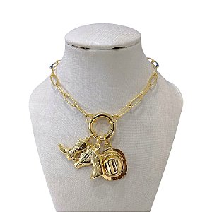 Colar Folheado Ouro 18k Correntaria Elos Pingentes Country