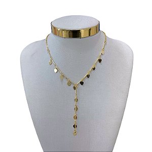 Colar Folheado Ouro 18k Gravatinha Corações
