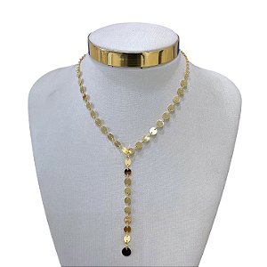 Colar Folheado Ouro 18k Gravatinha Discos