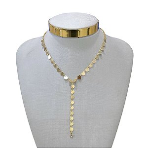 Colar Folheado Ouro 18k Gravatinha Corações