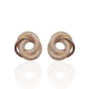 Brinco Folheado Ouro 18k e Prata 925 Mandala Cravejada