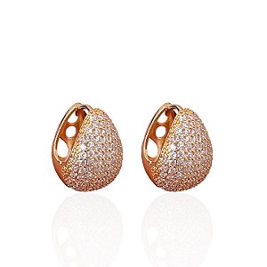Brinco Folheado Ouro 18k e Prata 925 Gota Cravejada