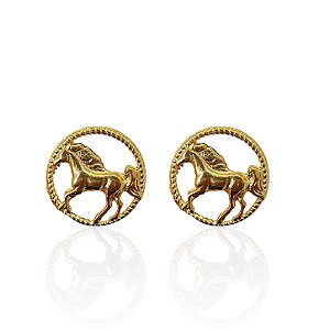 Brinco Folheado Ouro 18k Mandala Cavalo