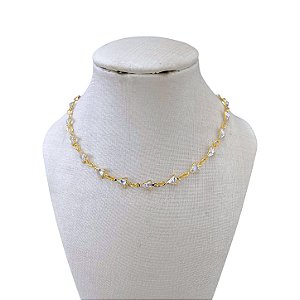 Choker Folheada Ouro 18k e Prata 925 Ponto de Luz Triângulos