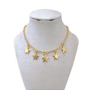 Choker Folheada Ouro 18k Estrelas