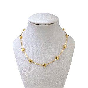 Choker Folheada Ouro 18k Coração