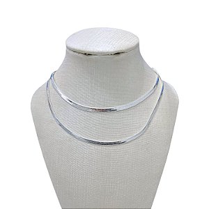 Choker Dupla Folheada Prata 925 Fita Laminada