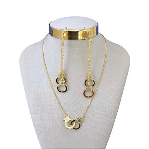 Conjunto Folheado Ouro 18k e Prata 925 Algemas