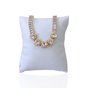 Pulseira Folheada Ouro 18k e Prata 925 Riviera Corações Cravejado
