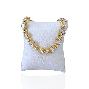 Pulseira Folheada Ouro 18k e Prata 925 Inspired Redondo Cravejado