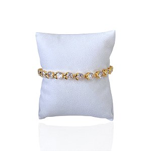 Pulseira Folheada Ouro 18k e Prata 925 Inspired Flor Pedraria