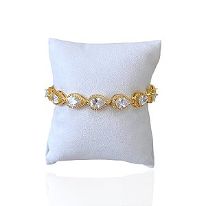 Pulseira Folheada Ouro 18k e Prata 925 Inspired Gota Cravejada