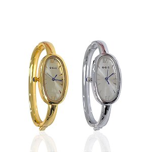 Relógio Aço Feminino Bracelete Oval Comprido
