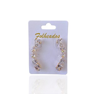 Brincos Folheado Ouro 18k e Prata 925 Ear Cuff Formatos Cravejado