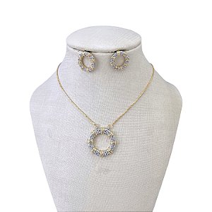 Conjunto Folheado Ouro 18k e Prata 925 Inspired Mandala Cravejada