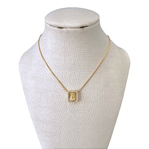 Colar Folheado Ouro 18k Nossa Senhora Cravejada