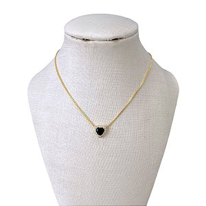 Colar Folheado Ouro 18k Coração Cravejado