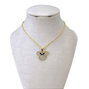 Colar Folheado Ouro 18k e Prata 925 Minnie Strass