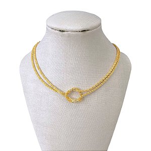 Choker Folheada Ouro 18k e Prata 925 Nó Trabalhada