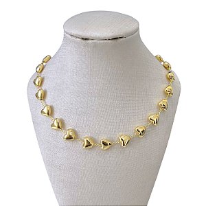 Choker Folheada Ouro 18k Corações