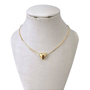 Choker Folheada Ouro 18k Laminada Coração