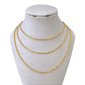 Colar Triplo Folheado Ouro 18k e Prata 925 Torcida