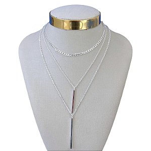 Colar Triplo Folheado Prata 925 Palitos