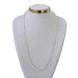 Colar Longo Folheado Ouro 18k Cristais