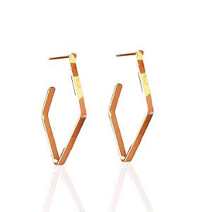 Brinco Folheado Ouro 18k Argola Triângulo