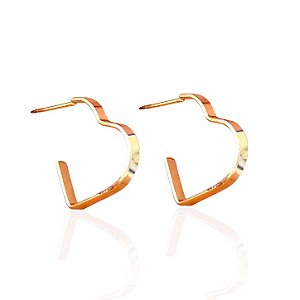 Brinco Folheado Ouro 18k Argola Coração