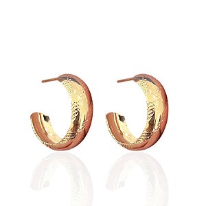 Brinco Folheado Ouro 18k Argola Trabalhada
