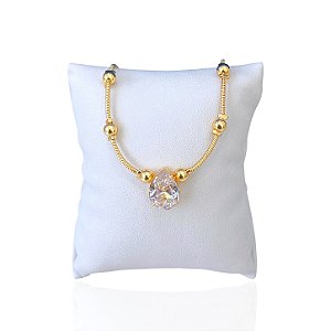 Pulseira Folheada Ouro 18k Bolinhas Gota Cristal