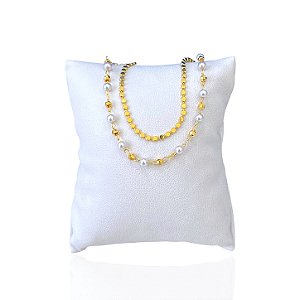 Pulseira Folheada Ouro 18k Dupla Bolinhas Pérolas