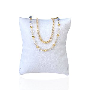 Pulseira Folheada Ouro 18k Dupla Riviera Bolinhas Cristais