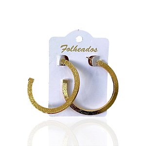Brinco Folheado Ouro 18k e Prata 925 Argola Laminada Trabalhada