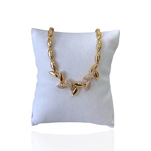 Pulseira Folheada Ouro 18k e Prata 925 Ramo Cravejado