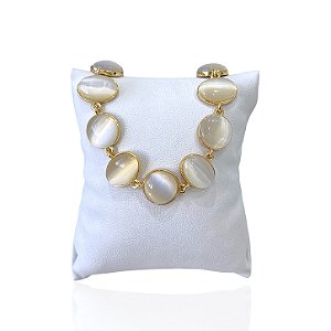 Pulseira Folheada Ouro 18k Redondo e Oval Pedraria